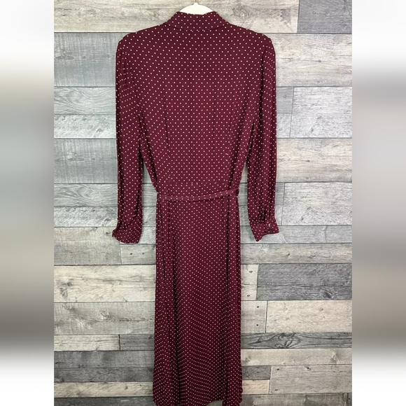 Whistles Margot Spot Shirt Dress UK 10 Burgundy Midi Royal ASO Kate Middleton - Picture 6 of 10